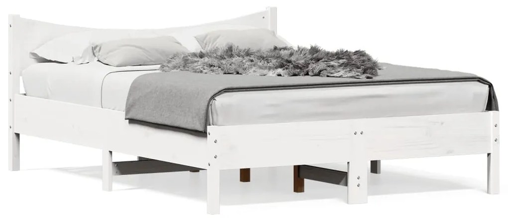 Letto Senza Materasso Bianco 140x200 Cm Legno Massello Di Pino /