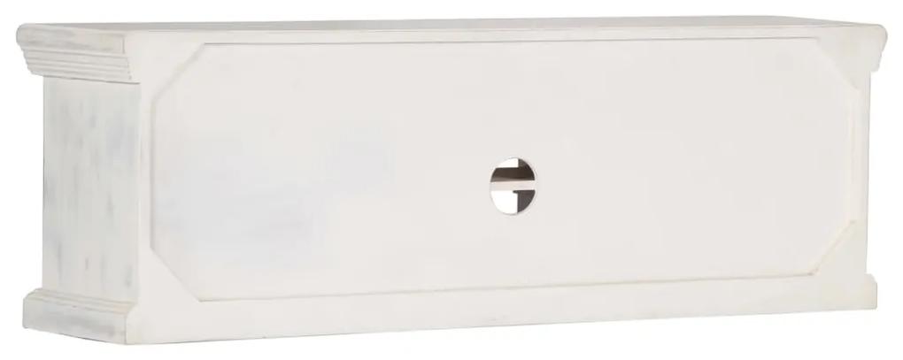 Mobile Porta TV Bianco 120x30x40 cm in Legno Massello di Mango