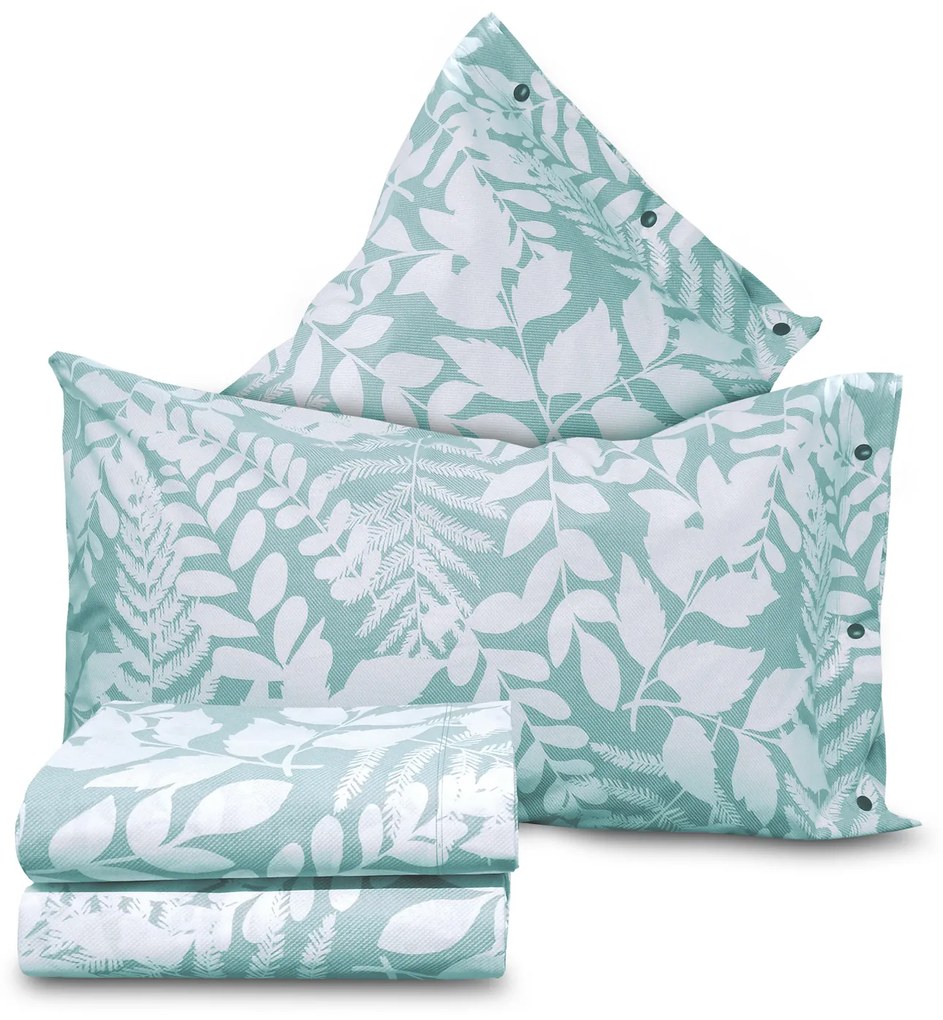 Completo letto matrimoniale foglie Nora verde SmartDecoHome