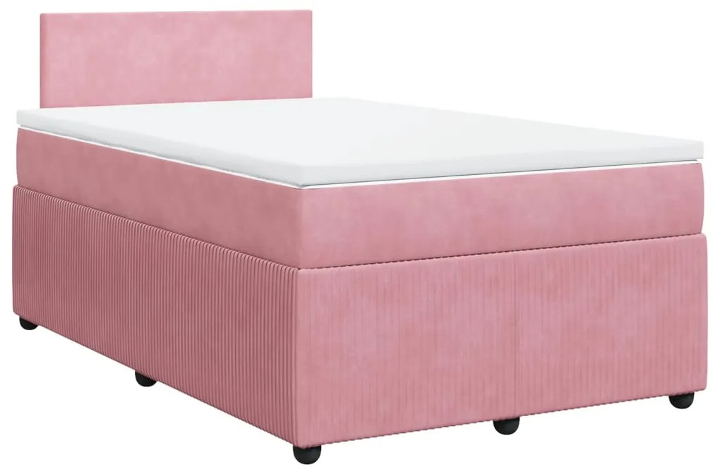 Giroletto a molle con materasso rosa 120x190 cm in velluto