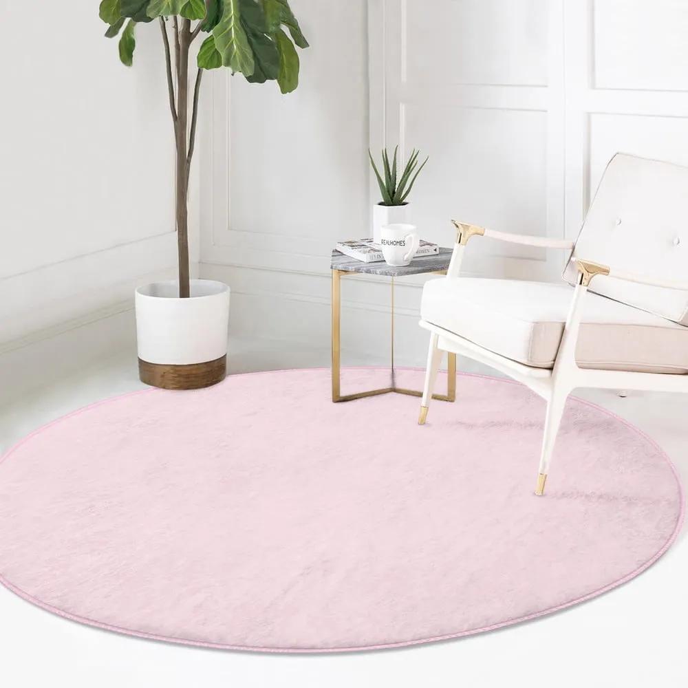 Tappeto rotondo lavabile rosa chiaro adatto per aspirapolvere robot ø 80 cm Comfort - Mila Home