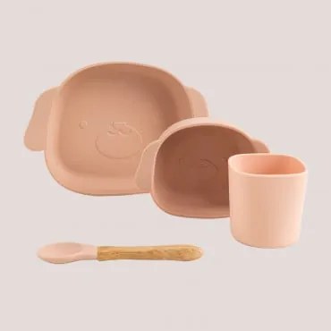 Set di stoviglie in silicone da 4 pezzi Pluto Kids Incarnato - Sklum