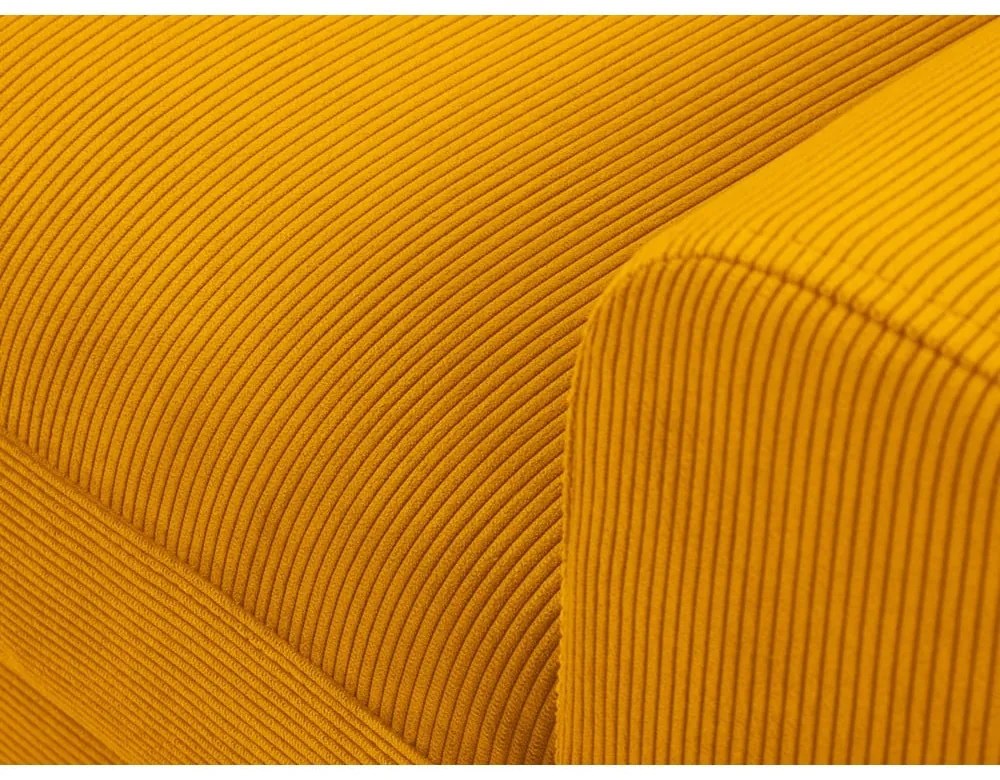 Divano angolare color senape allungabile e con contenitore (con penisola a sinistra/con chaise lounge) con rivestimento in velluto a coste Kyoto – Cosmopolitan Design