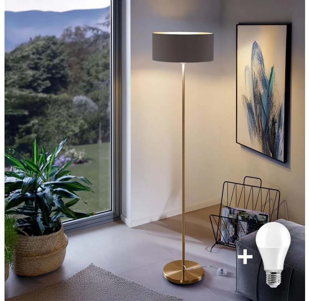 Lampada da terra LED TUNJA 1xE27/20W/230V Ø 38 cm oro/marrone