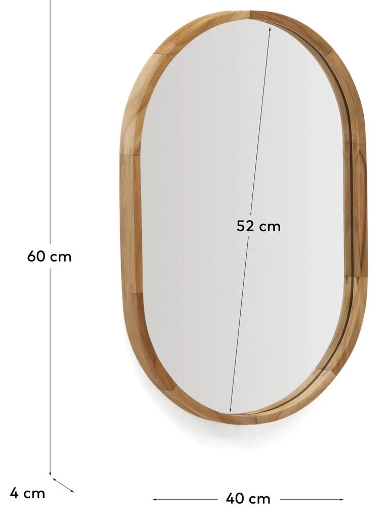 Kave Home - Specchio Magda in legno massiccio di teak con finitura naturale Ã˜ 40 x 60 cm