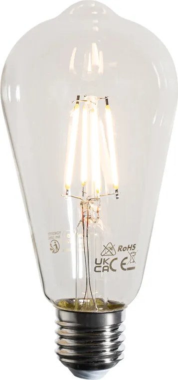 Set di 5 lampadine a filamento LED E27 ST64 trasparenti 4W 470 lm 2700K