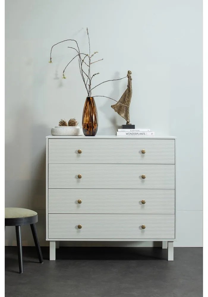 Cassettiera bassa grigio chiaro in legno di pino 94x91 cm Madu - WOOOD