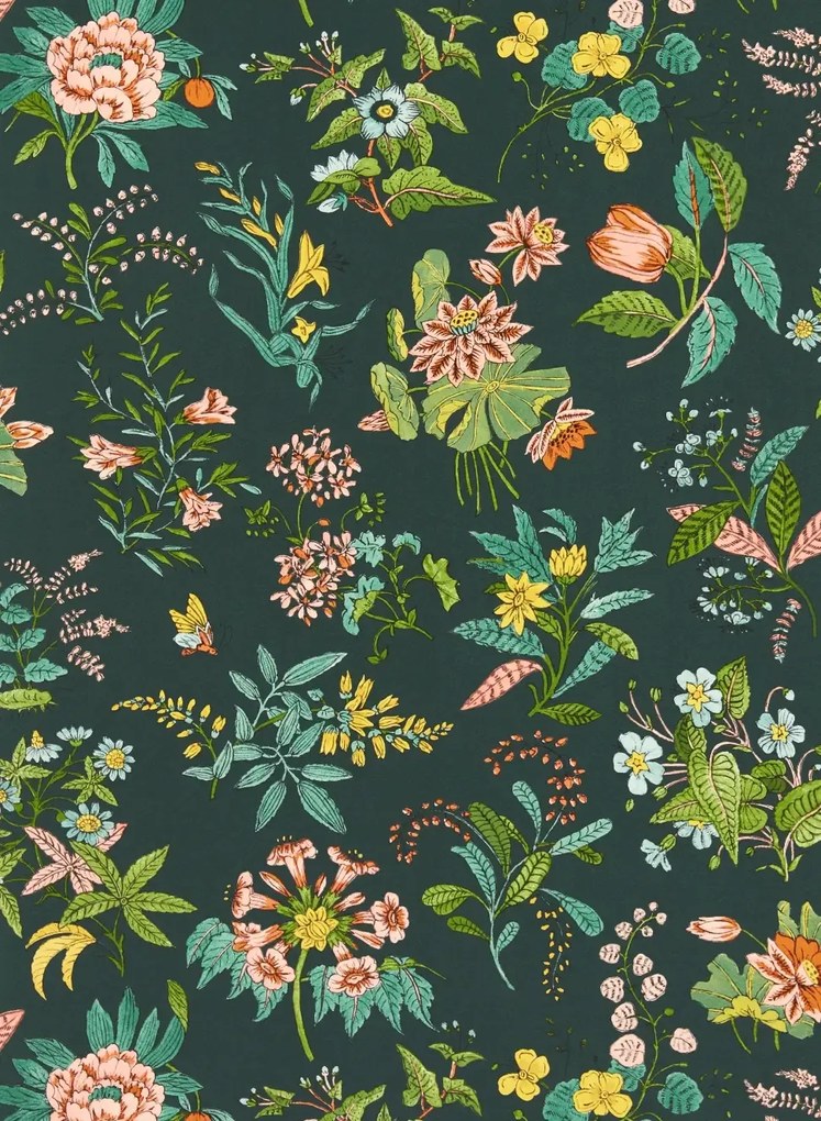 Harlequin Carta da parati Woodland Floral - Jade/ Malachite/ Rose Quartz