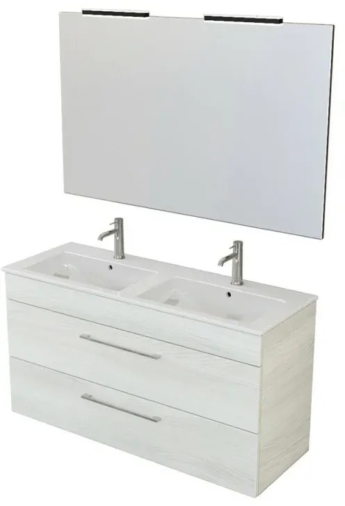 Mobile bagno sospeso 120 cm Smart bianco legno con specchio