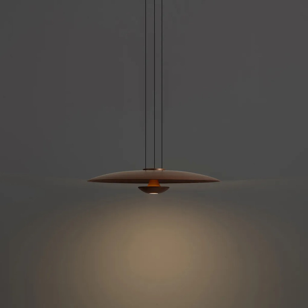 Lampada a Sospensione Moderna Bronzo con Legno di Noce Incl. LED Dimmerabile - Smith