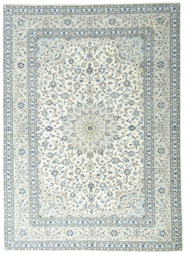 Kashan Tappeto 350x250 Beige (Iran) Annodato A Mano