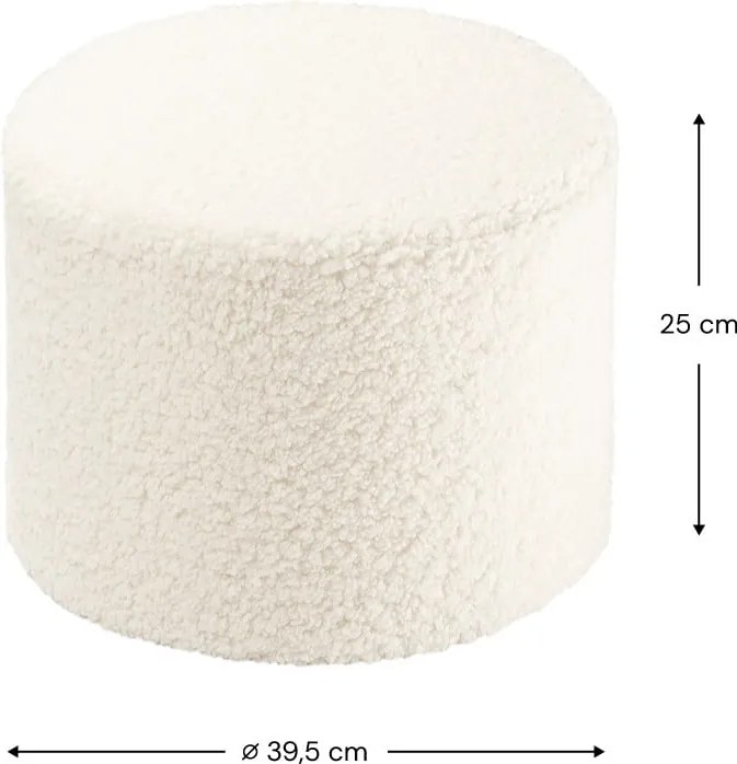 Pouf per bambini color crema con rivestimento in bouclé – Wigiwama