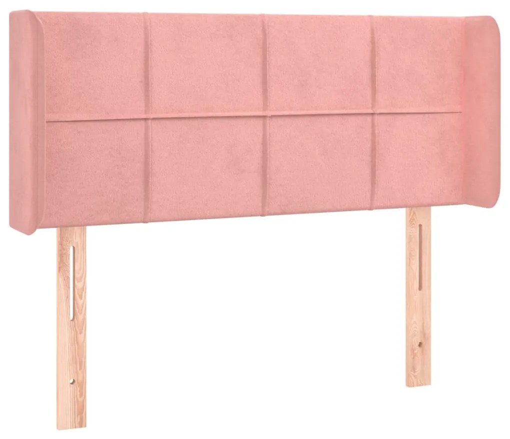 Testiera ad orecchio rosa 103x16x78/88 cm in velluto