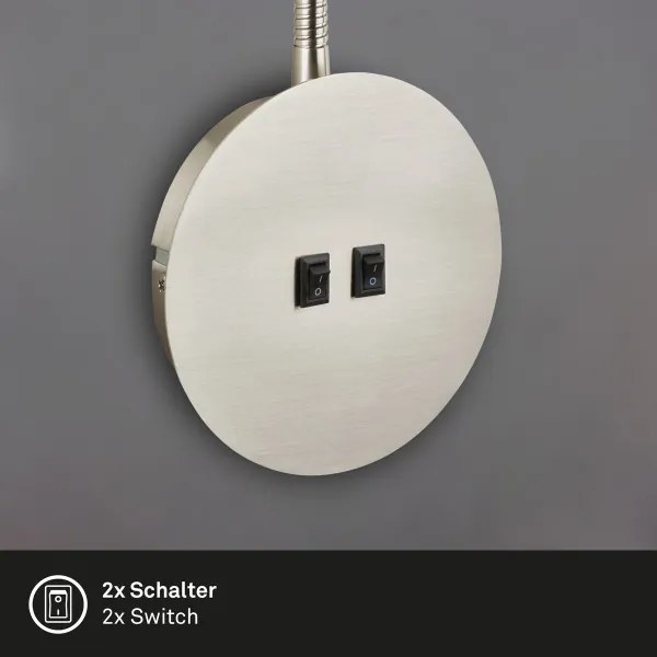 Briloner 2178012 - LED Lampada flessibile da muro 1xE14/10W/230V + LED/3W cromo