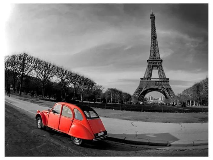 Fotomurale Torre Eiffel e macchina rossa