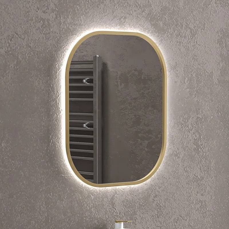 Specchio bagno led retroilluminato 60x70 cm cornice oro | KAM-S6700G - KAMALU