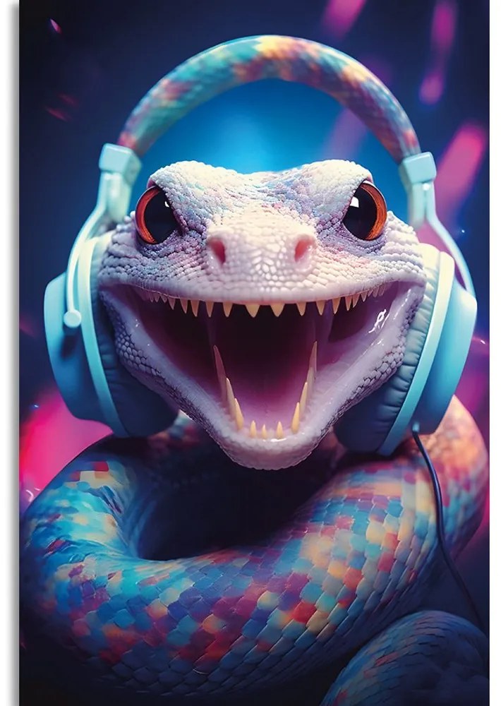 Stampa su tela – Serpente con cuffie