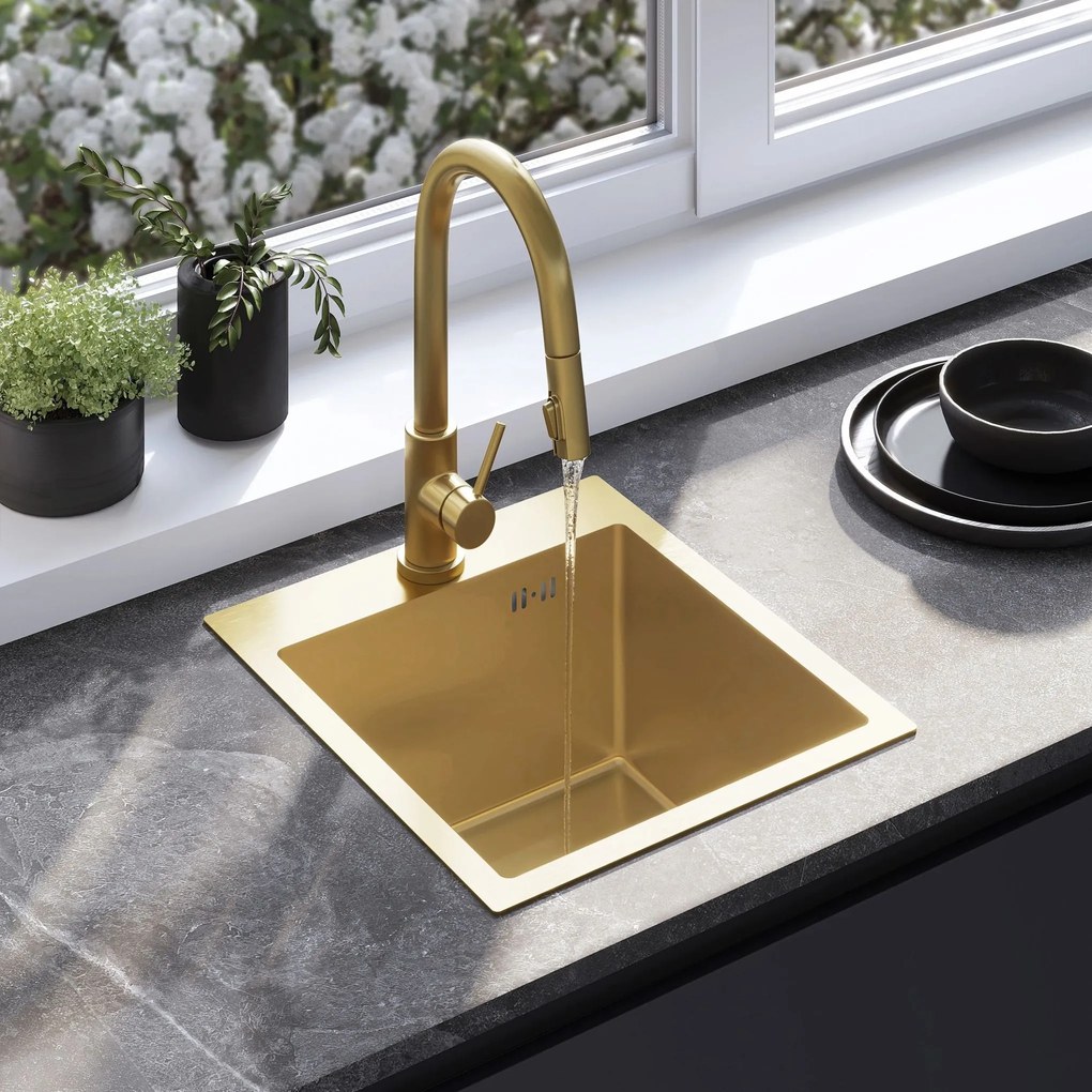 Lavello in acciaio Leo 40 BRUSH GOLD