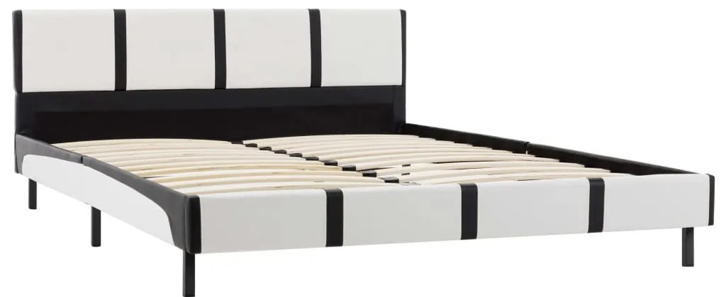 Letto con materasso nero e bianco in similpelle 90x200 cm