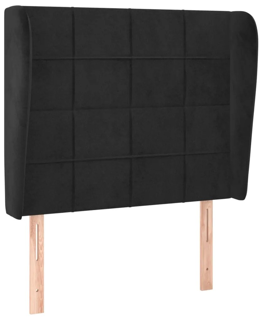 Testiera ad orecchio nera 93x23x118/128 cm in velluto