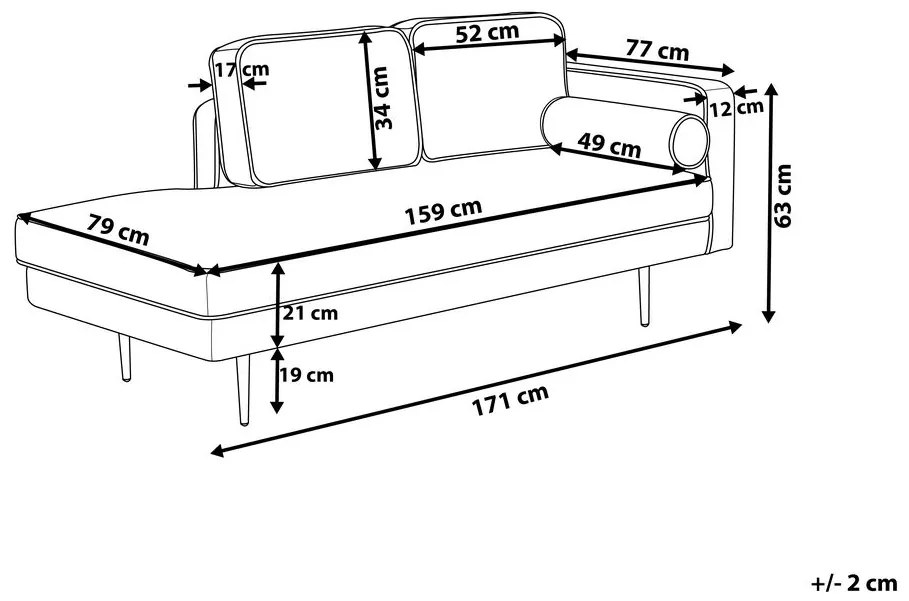 Chaise longue velluto nero destra MIRAMAS Beliani
