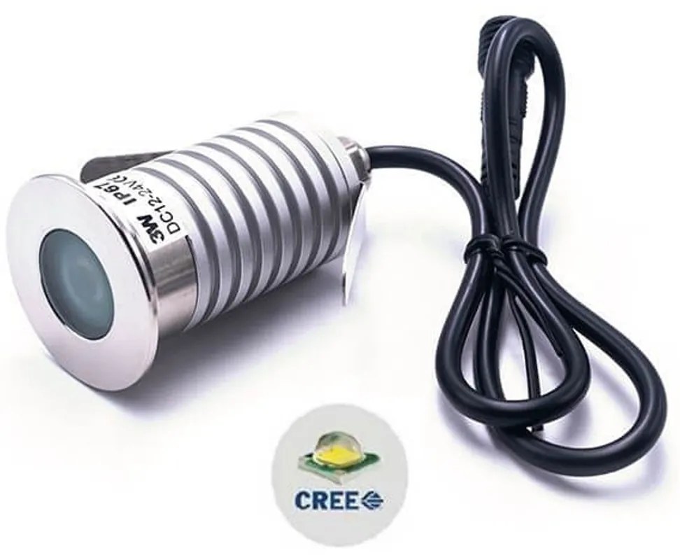 Faretto Segnapasso LED 3W IP67 Acciaio Inox Professional Colore Bianco Freddo 6.000K