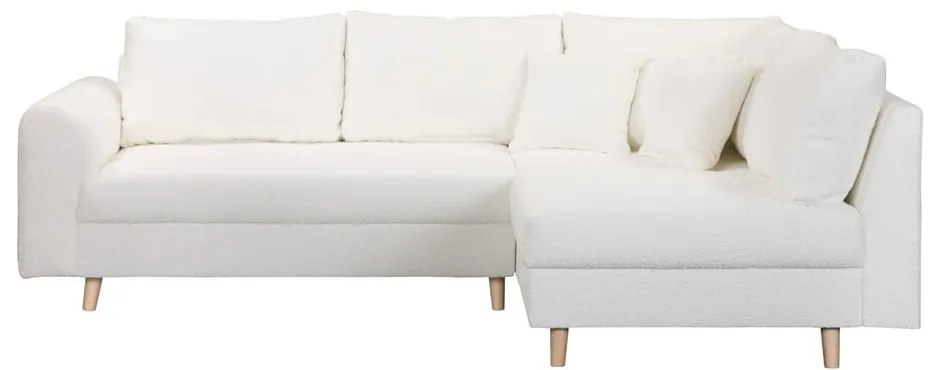 Divano angolare bianco in tessuto bouclé (angolo destro) Ariella - Ropez