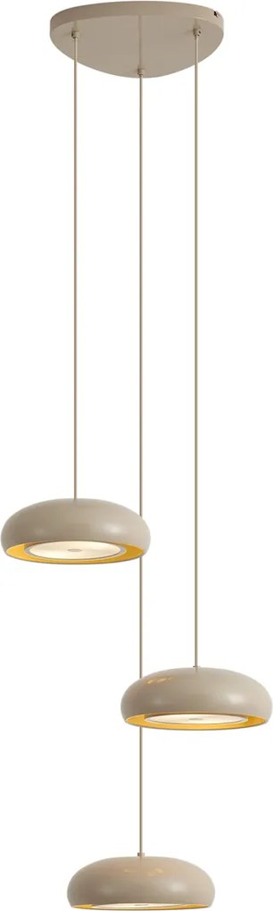 Lampada a sospensione retrò tortora con paralume in metallo a 6 luci - Macaron