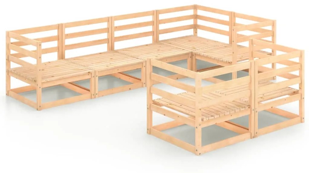 Set divani da giardino 7 pz in legno massello di pino