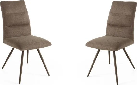 Sedia da cucina in tessuto Marrone gambe metallo HILL set 2 pezzi
