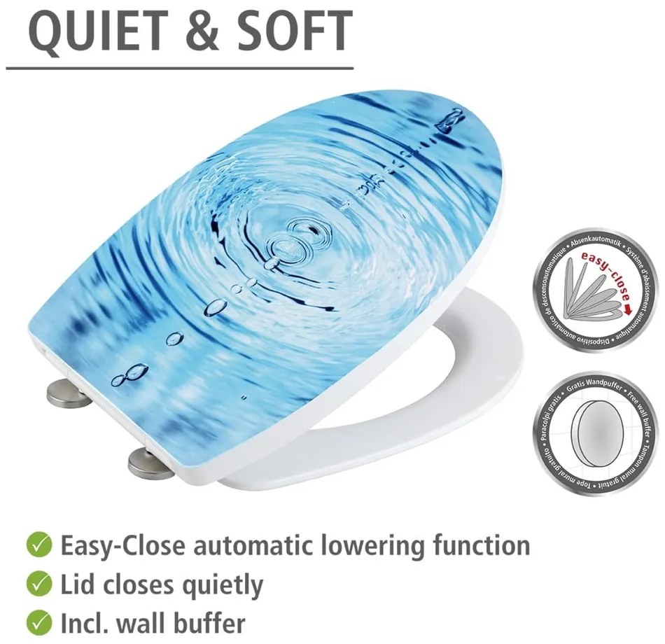 Sedile WC con chiusura Easy-Close (automatica) 38 x 45 cm Droplets – Wenko