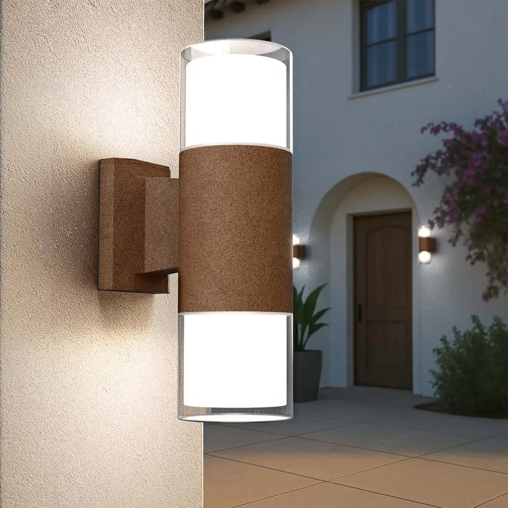 Applique Cilindrica Bidirezionale Corten, IP54 con 2 basi GU10 Base GU10