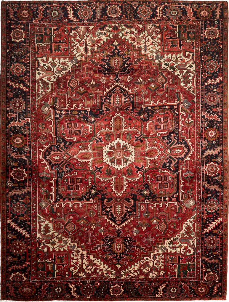Heriz Tappeto persiano 350 x 270 Rosso (Iran) Annodato A Mano