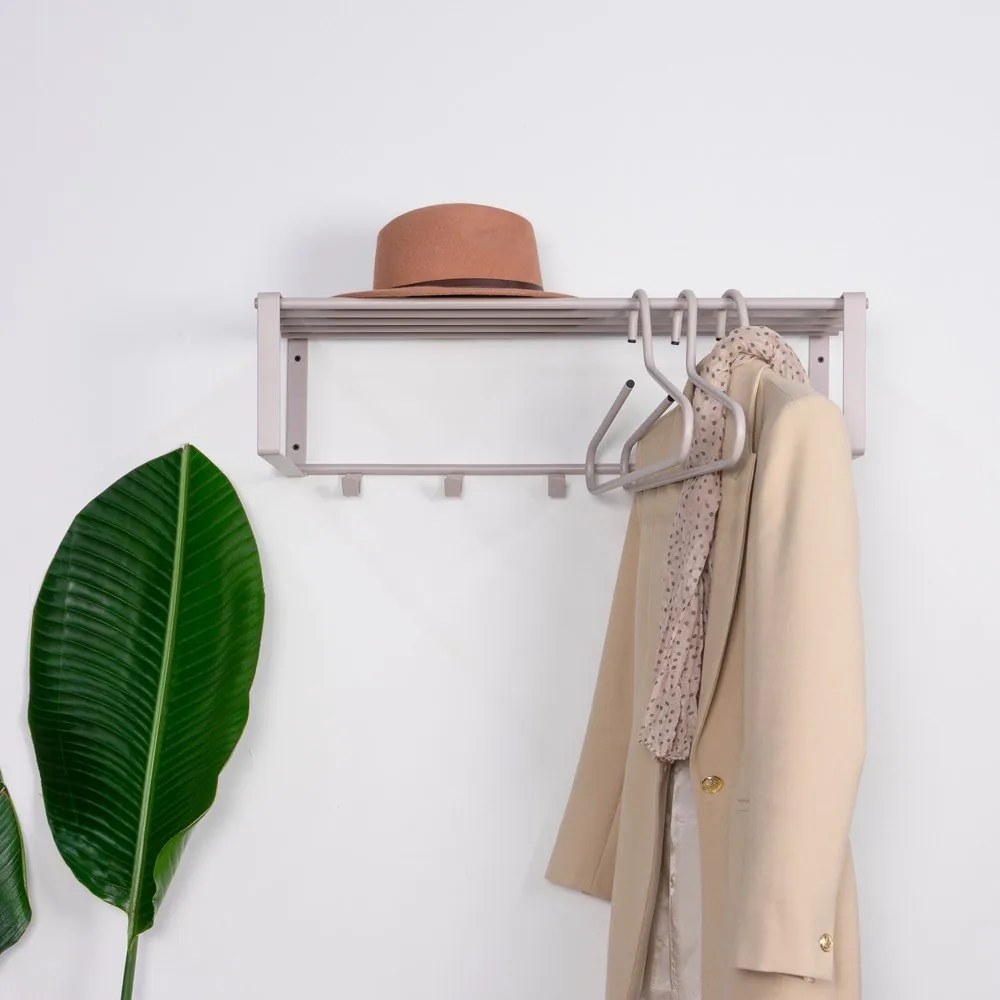 Attaccapanni da parete grigio tortora in metallo con scaffale 70 cm Rex – Spinder Design