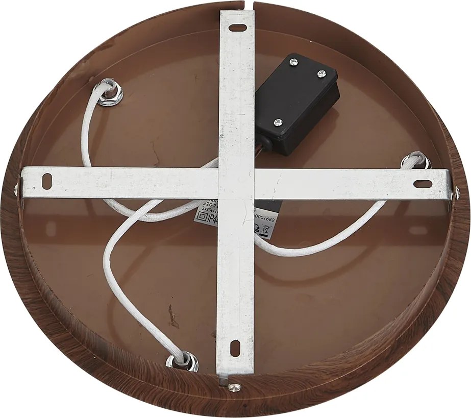 Plafoniera Japandi in legno scuro con faretti regolabili 3 luci IP44 - Ducha