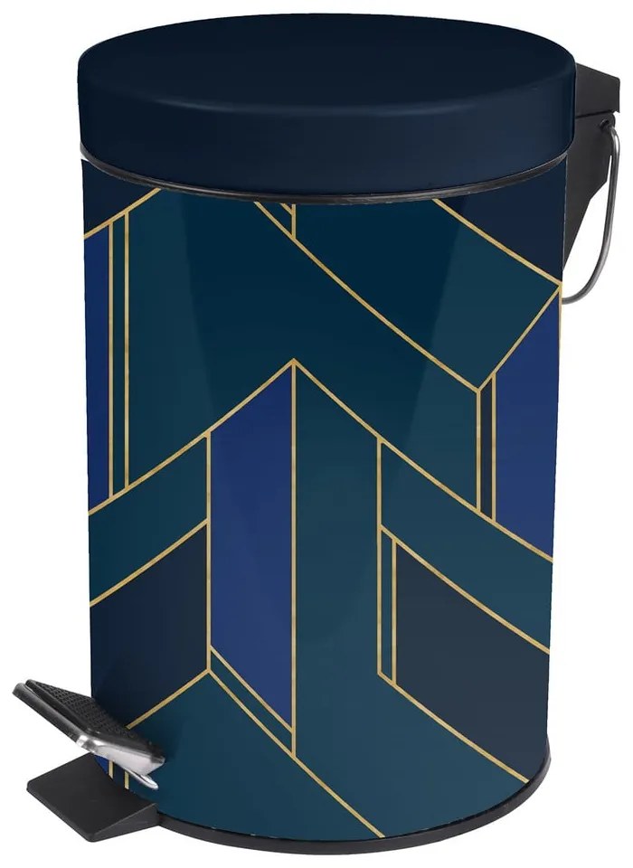 Cestino per la spazzatura blu scuro in metallo con pedale 3 l Achille – douceur d'intérieur