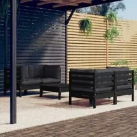 Set Divani da Giardino 5 pz con Cuscini Antracite Legno di Pino 3096026