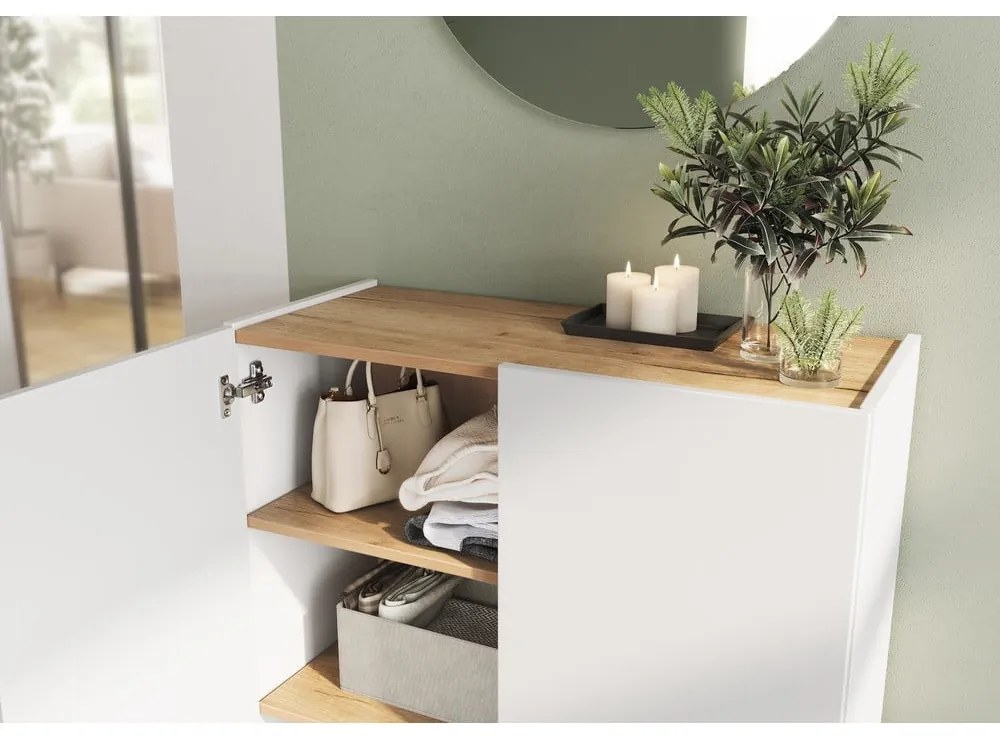 Armadietto bianco con effetto rovere 74x105x33 cm Alviano – Germania