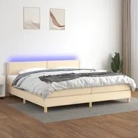 Letto a Molle Materasso e LED bianco 200x200cm in Tessuto 3133666