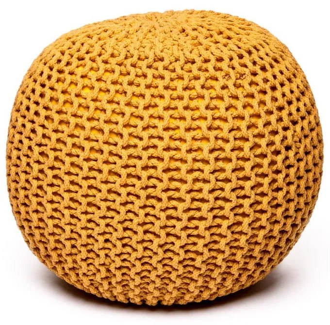 Poggiapiedi giallo con rivestimento in lavorato a maglia Jagger – Bonami Essentials