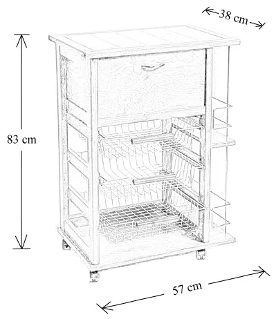 Liberoshopping Carrello Portafrutta Vesuvio In Faggio Con Bottigliera E Portapane – Variante Naturale, Ruote Gommate - 3