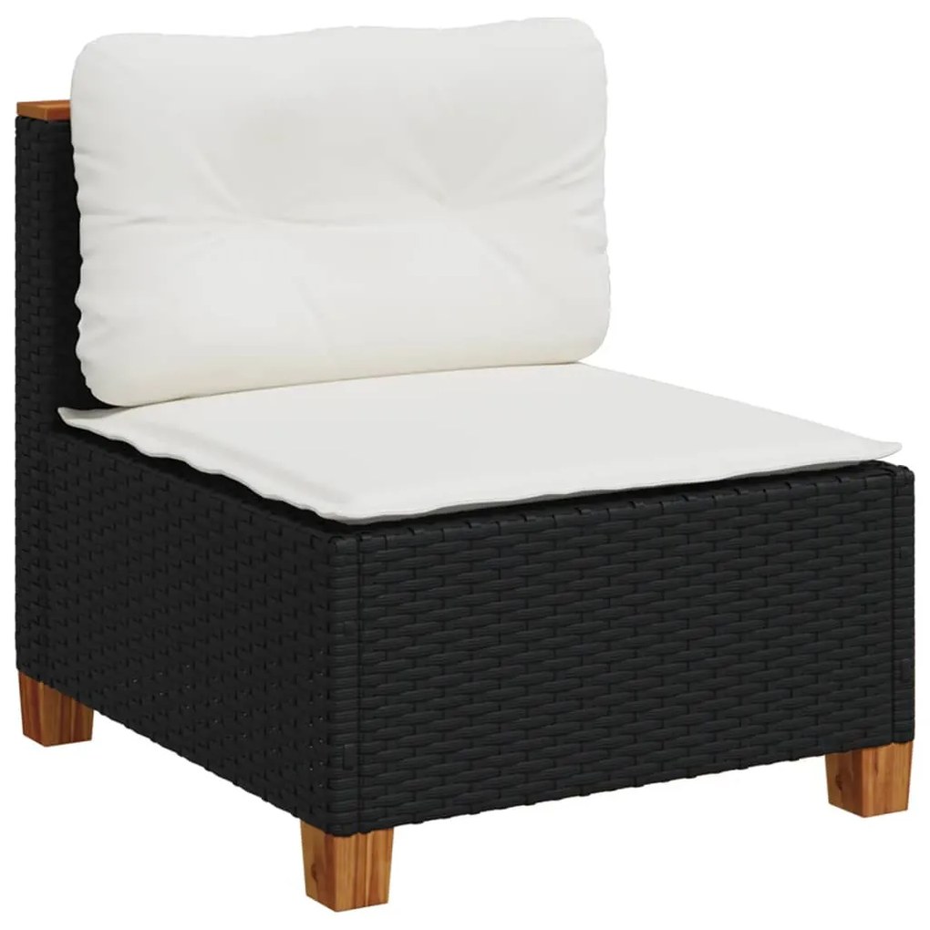 Set divani da giardino con cuscini 7pz nero polyrattan