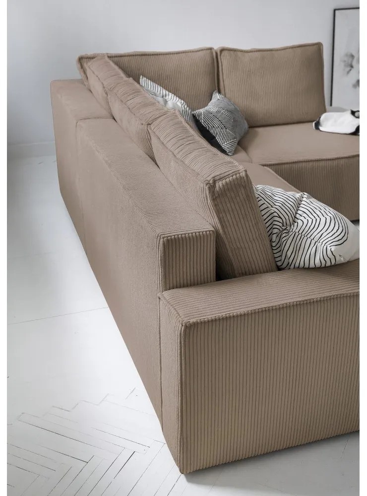 Divano letto angolare in velluto a coste beige Brave Dave - Miuform