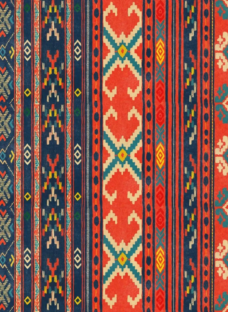 Mindthegap Carta da parati Heritage - Red/ Blue/ Yellow/ Light Blue