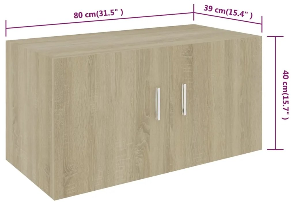 Armadietto da Parete Rovere Sonoma 80x39x40cm Legno Multistrato