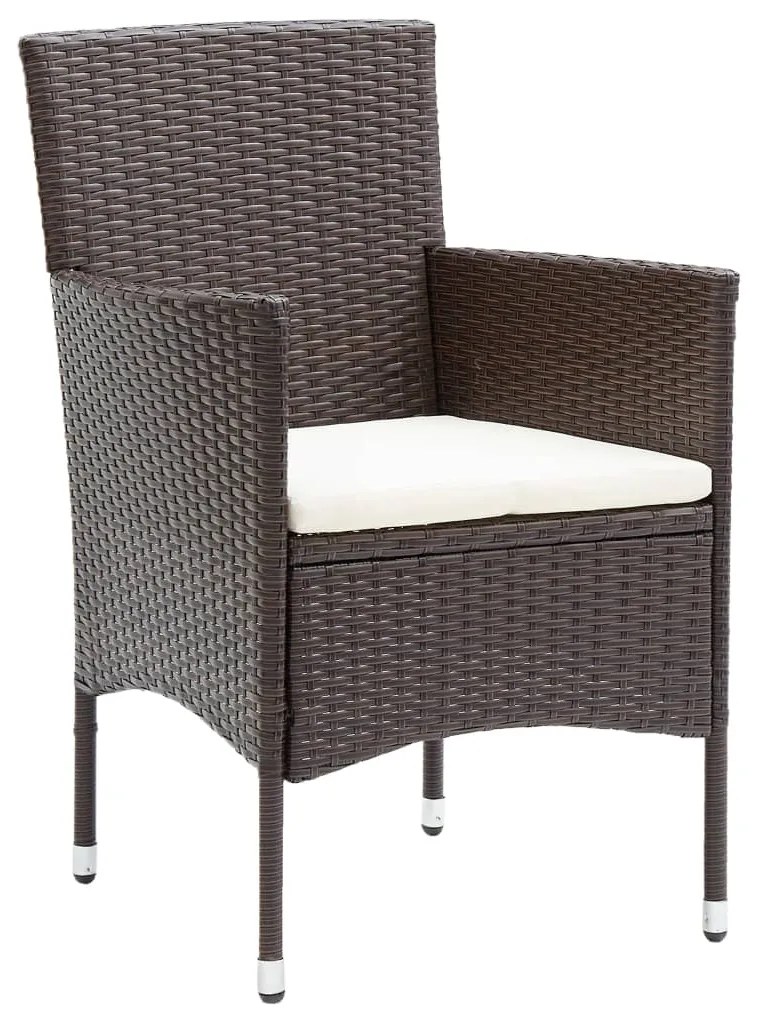 Set da pranzo da giardino 11 pz in polyrattan marrone