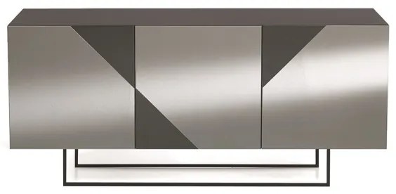 Madia credenza 3 ante in vetro specchio Fum cassa Antracite ARTE 180 con piedini sagomati