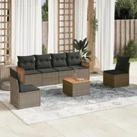 Set Divani da Giardino 7 pz con Cuscini Grigio in Polyrattan 3259953