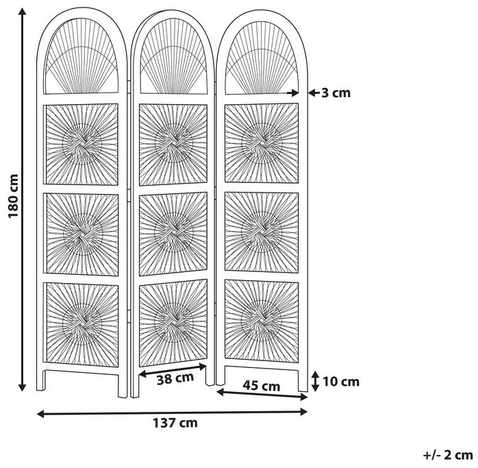 Paravento 3 pannelli rattan naturale 137 x 180 cm POMEZIA Beliani