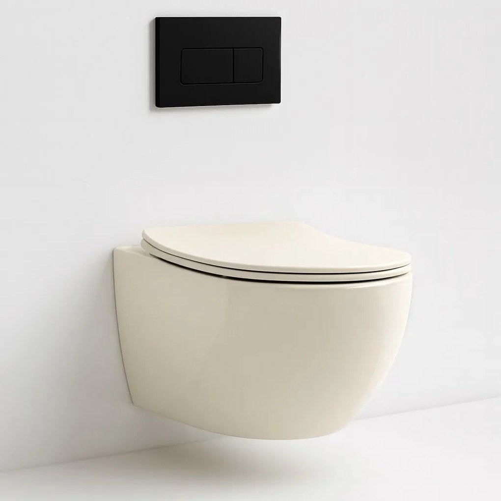 Vaso WC sospeso REA Carlo Mini Rimless Ecru